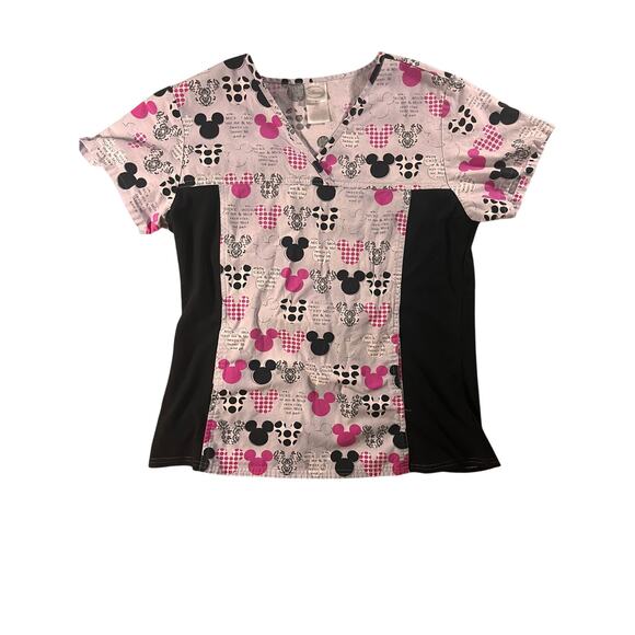 Disney Mickey Mouse Scrubs Set Scrub Top & Jacket Uniform- Small pink black - Picture 1 of 13